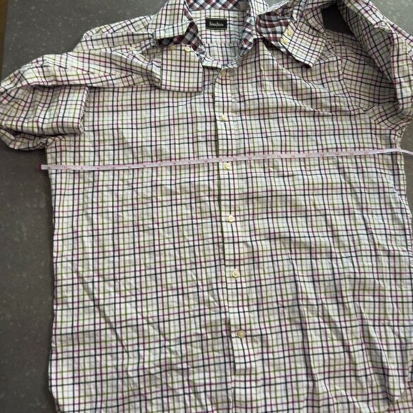 Neiman Marcus Multicolor Plaid Long Sleeve Button-Up Shirt - Size Large - Picture 10 of 11